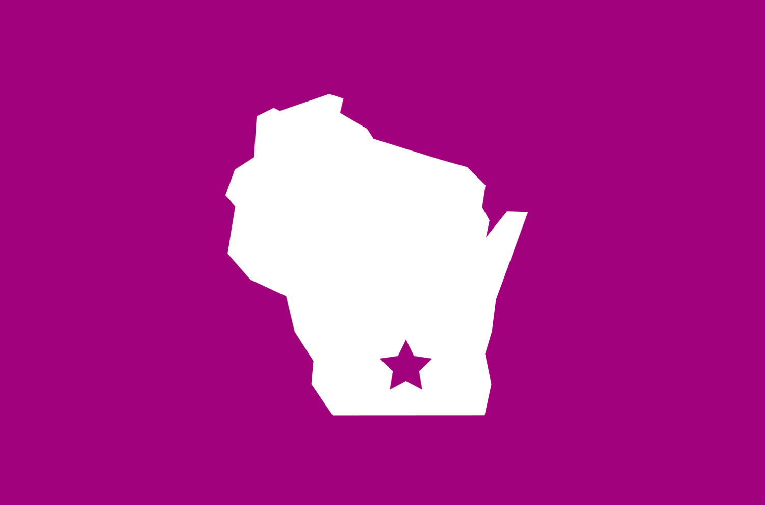 White Wisconsin outline against purple background