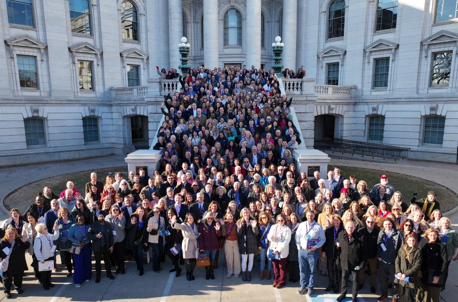 Wisconsin realtors gathered on steps of Wisconsin Capitol building